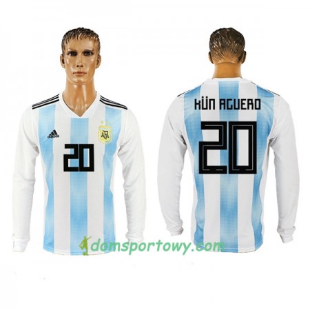 Koszulka Argentyna Kun Aguero 20 Domowe Koszulki Piłkarskie Mistrzostwa Świata 2018 Długi Rękaw